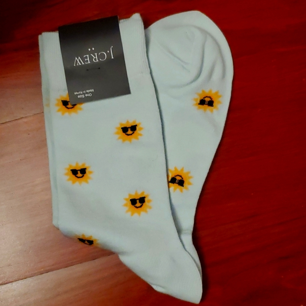 NWT & in packaging.  J. Crew  socks. With yellow sun.